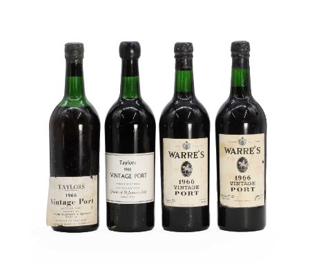 Taylors, Vintage Port, 1966 (2), together with 2 x Warres, Vintage Port, 1966 (2)Condition ReportTaylor's - Scuffs and scrape