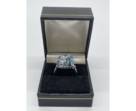 9ct White Gold Multi Gemstone Ring. 