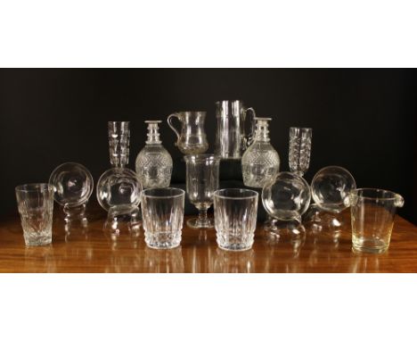 A Collection of Glassware to include; A Georgian Baluster Tankard with a silver coin inset to the pedestal foot with a staple