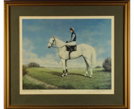 A Signed Limited Edition Print after an oil painting by Desmond Snee: the official portrait of Desert Orchid  479/850, 16½ in