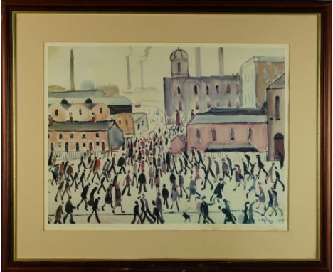 L.S. Lowry (1887-1976). A Limited Edition Print; 'Going to Work' painted 1959, 119/850, 18 ins x 23½ ins (46 cms x 60 cms), m