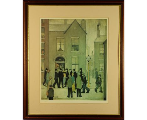 L.S. Lowry (1887-1976). A Limited Edition Print; 'The Arrest' painted 1927, 818/850, 21½ ins x 17½ ins (55 cms x 44 cms), mou