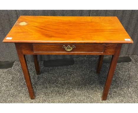 19th century console table, the shaped rectangular top above a frieze drawer, raised on square legs [72.5x91.5x40.5cm] 