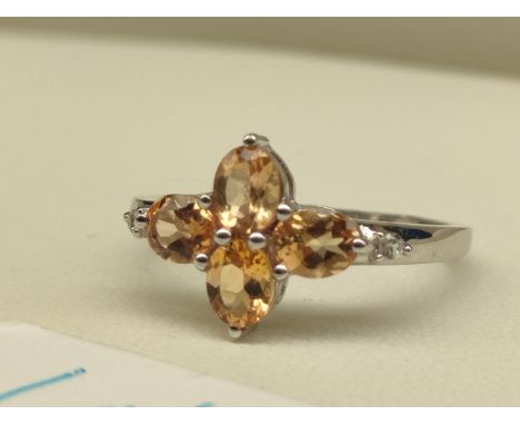 10ct white gold ladies ring set with gem stones. [Ring size P] [2.31Grams] 