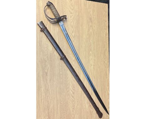 Queen Victoria Era [1837-1901] British Army Rifle officer's Sword. The Sword features a wire bound fish skin grip, mounted on