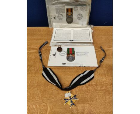 A Royal air force reproduction medal along with south African reproduction medal, A French style medal along with a small bra