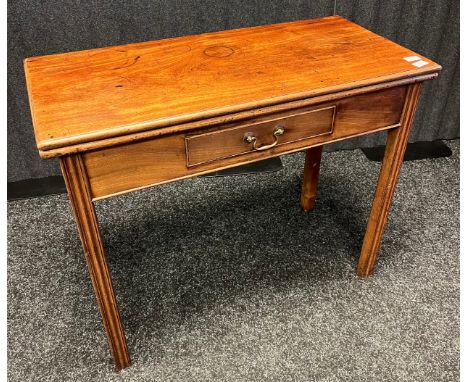 19th century Mahogany folding games table/ console table. Fitted with a fold over top section, frieze under drawer and suppor