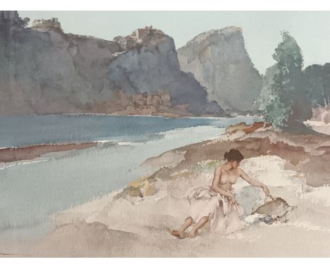 William Russell FlintLimited edition print depicting a topless women at the the river.[61x80cm] 