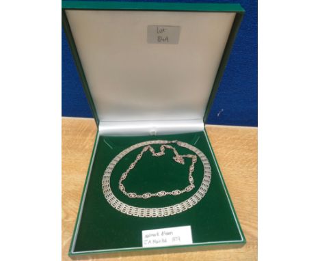 Birmingham silver gate necklace [J.A. MAIN LTD 1979] Together with a London silver Celtic design necklace. 