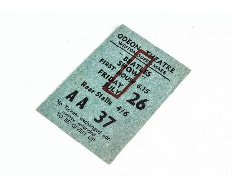 Beatles Show Ticket, a ticket stub for the Beatles Show at Weston-Super-Mare July 26th 1963 (From the same vendor as the prev