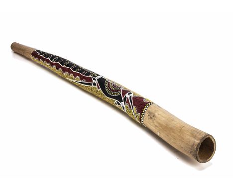Didgeridoo, a 130cm Didgeridoo in good condition with quality dot paint pattern and comes in soft carry bag