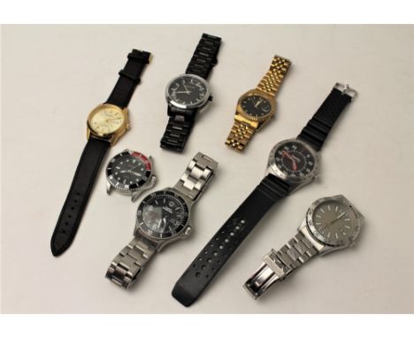 Box of seven gentlemen's wristwatches to include Sekonda, Timex, Pulsar etc  