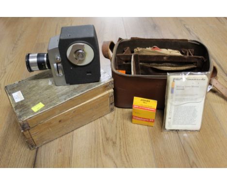 Avigon 8 cine camera in box and empty wooden box 