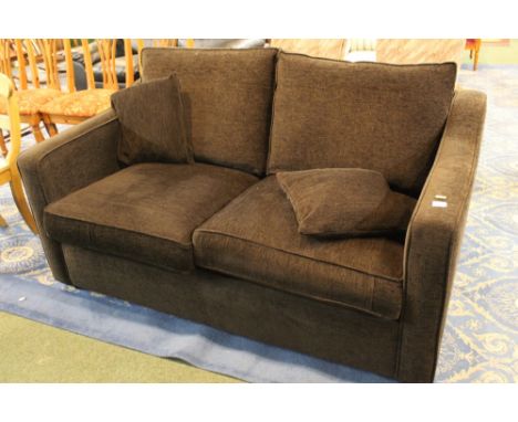 Brown two seater sofa bed, height 77 cm, width 160 cm, depth 90 cm