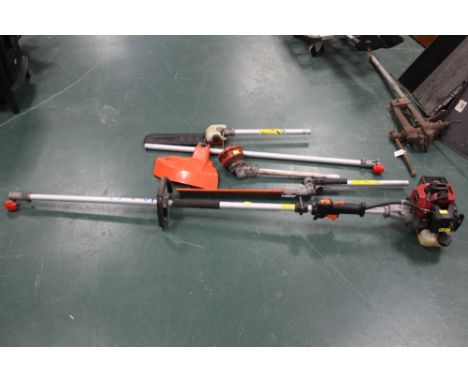 Multi-function petrol driven garden tool - strimmer, chainsaw, hedge cutter etc  