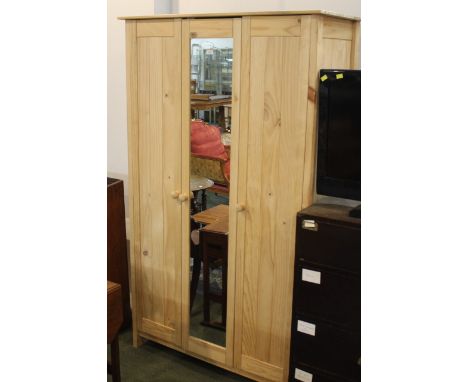 Modern three door pine wardrobe, height 180 cm, width 102 cm, depth 50 cm