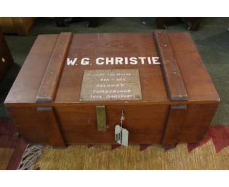 Military interest wooden trunk, W.G. Christie