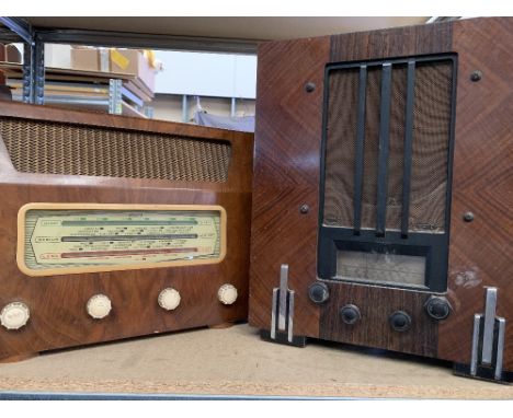 VINTAGE VALVE RADIOS (2) - Marconi, model no. 264A, 44cms H, 37.5cms W, 27cms D and Masteradio Ltd, model no. D154, 34cms H, 