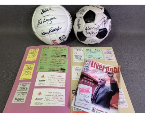 FOOTBALL INTEREST - two autographed leather footballs, signed by Liverpool football teams and squad circa 1980s, including Ke