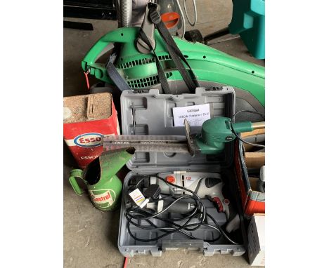 GARDEN, GARAGE &amp; HOME ELECTRICS to include Bosch garden shredder, Samsung HD flatscreen tv, Kirby vacuum cleaner, cased p