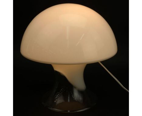 Modern Hand Blown Murano Mushroom Lamp by Gino Vistosi. Made of a solid sheet of glass with milk white to clear finish. Good 
