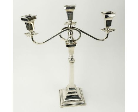 Britton, Gould & Co. Birmingham 1937 Sterling Silver 3 Light Candelabra. "Looped" style arms with tapering stem. Hallmarked t