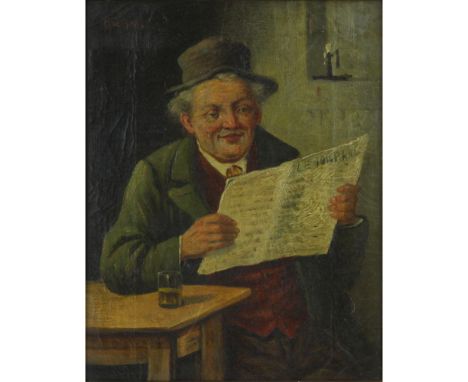19/20th Century German School Oil on Canvas "Portrait Of A Man" Signed Kuhn upper left. Craquelure and frame is in "AS IS" co