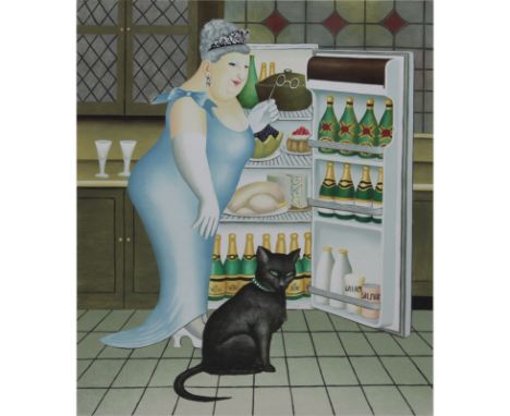 Beryl Cook, English (1926-2008) Lithograph "Percy at the Fridge" Pencil Signed and Numbered 139/300. Good condition. Measures