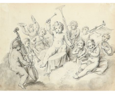 Giovanni Battista Cipriani RA (Italian 1727-1785) A group of putti playing musical instruments Pencil, pen and ink, and grey 