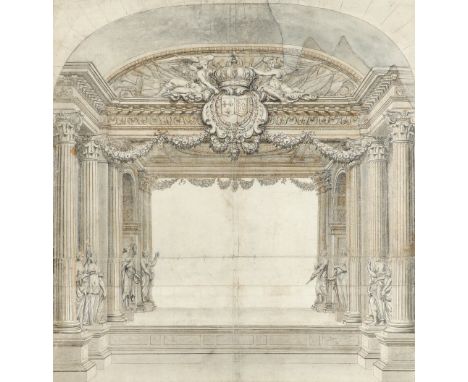 Jean Le Pautre (French 1618-1682) Design for a proscenium arch Pen and ink with grey wash 48.2 x 46cm; 19 x 18in Provenance: 