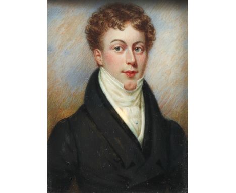 λJ. T. Mitchell (act. 1798-1830) Portrait miniature of a gentleman, wearing a black coat, white waistcoat and stock Signed, d