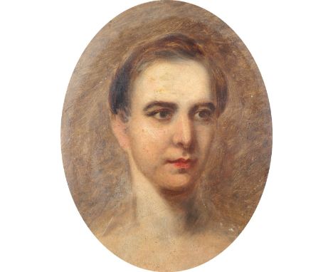 English School c.1850 Portrait study of a gentleman Oil on board, oval 36.8 x 29.5cm; 14½ x 11½in