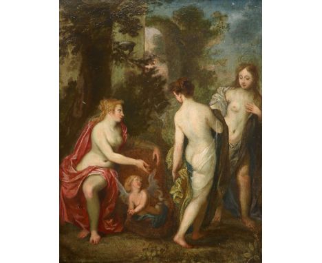 Attributed to Hans Rottenhammer I (German 1564-1625) The three daughters of Cecrops discovering the infant Erichthonius Oil o