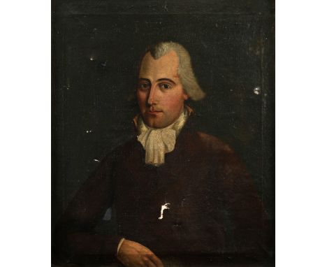British School Late 18th Century Portrait of Thomas Whitford (d.1828) of St. Columb Major, Cornwall, half-length, in a brown 