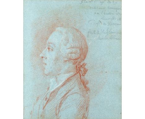 Follower of Jean-Étienne Liotard Study of a gentleman, bust-length, in profile Indistinctly inscribed (upper right) Red and w