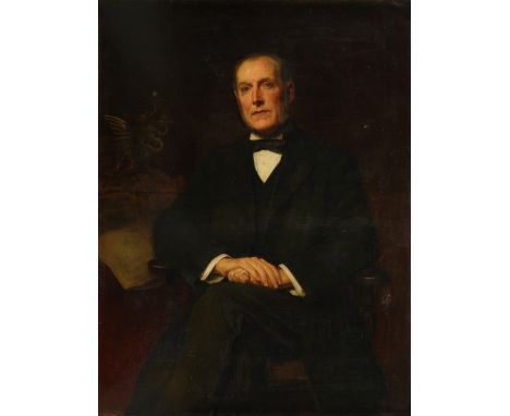 William Frederick Yeames RA (1835-1918) Portrait of Mr Shannon, director of Coutts, seated in an interior Signed and dated W 