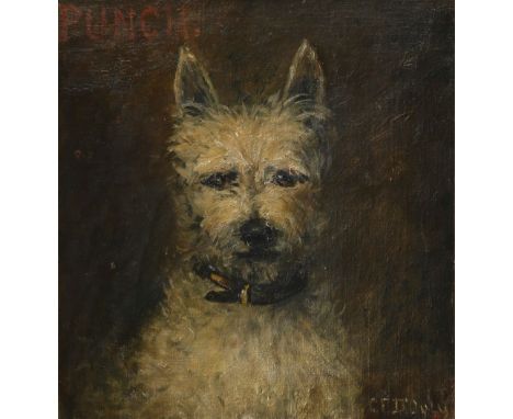 Constance F. D'Oyly (exh. 1908-1911) Portrait of Punch, a terrier Signed C.F.D'Oyly (lower right) and inscribed PUNCH (upper 