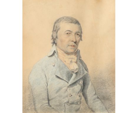French School c.1800 Portrait of a gentleman, wearing a blue coat and striped waistcoat Coloured chalks 31.1 x 26.2cm; 12¼ x 