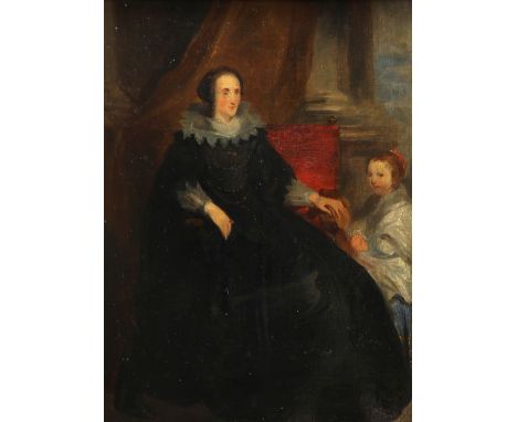 After Sir Anthony van Dyck Portrait of a lady, full-length, seated with her daughter Oil on canvas 40 x 28.1cm; 15¾ x 11in Pr
