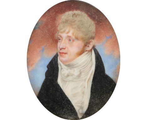 λEnglish School c.1800 Portrait miniature of Alexander James Smith (d.1837), wearing a black coat, white waistcoat and stock 