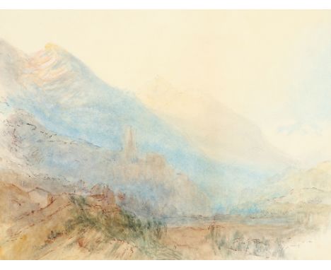 After J.M.W. Turner Martigny: The Castle of La Bâtiaz, from the South Watercolour, pen and ink, and pencil 23.4 x 33.5cm; 9¼ 