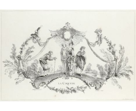 François Boucher (French 1703-1770) after Jean-Antoine Watteau (French 1684-1721) La Coquette (Dacier &amp; Vuaflart 210) Etc