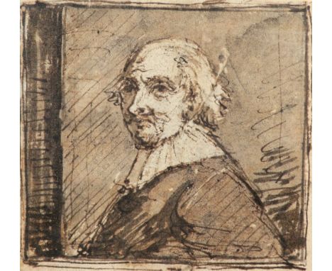 Dutch School 17th Century Portrait of a gentleman, bust-length, wearing a ruff Pen, black ink and wash 6.4 x 7.1cm; 2½ x 2¾in