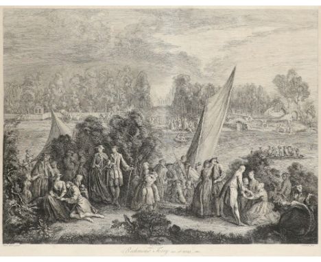 After Marco Ricci (Italian 1676-1730) Richmond Ferry as it was Etching, by Jean Baptiste Chatelain (French 1710-1758) 44.1 x 