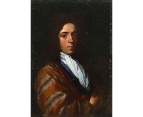 Dutch School c.1700 Portrait of a gentleman, half length, wearing a blue waistcoat and ochre wrap Oil on canvas 74 x 54.5cm; 