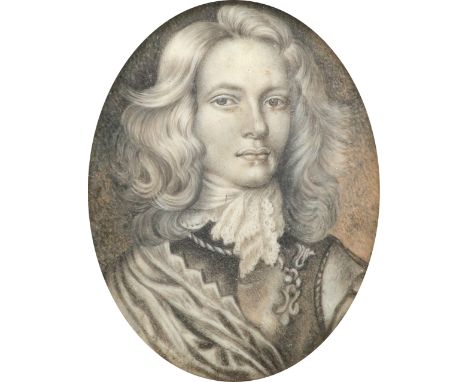 λH. M. S. Stuart (19th Century) Portrait miniature of Sir Dugald Stuart, 2nd Baronet (d.1672) Signed, dated and inscribed Fro