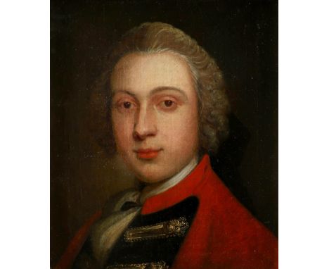 English School Late 18th Century Portrait of an officer, bust length, wearing a red coat Oil on canvas 40.5 x 35.6cm; 16 x 14