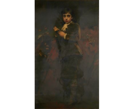 James Sant CVO, RA (1820-1916) Portrait of Alexander Boord (1872-1925), full-length, holding a book Signed with monogram (low