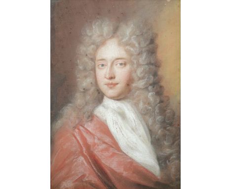 English School Late 17th Century Portrait of a gentleman, bust-length, wearing a wig and red cloak; Portrait of a lady, weari