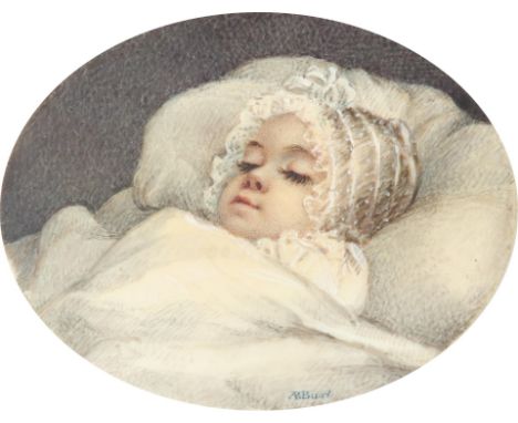 λAlbin Roberts Burt (1783-1842) Portrait of a sleeping baby Signed AR Burt (lower centre), and further inscribed and dated Pa